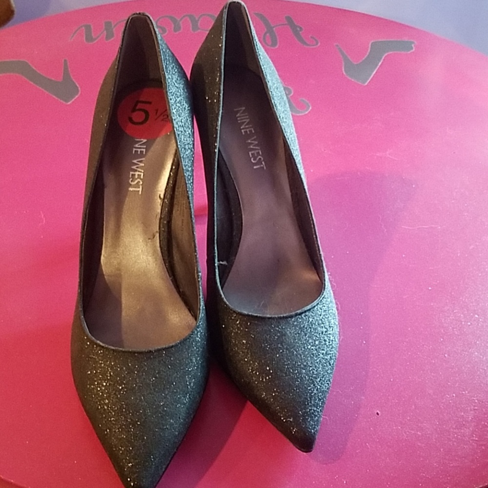 Black glitter high heels